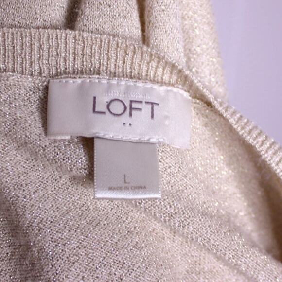LOFT Cardigan Sweater Short Sleeve Lightweight Gold Sparkle Size L - Picture 4 of 4